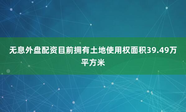 无息外盘配资目前拥有土地使用权面积39.49万平方米